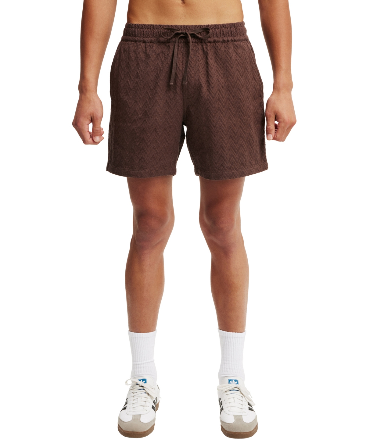 Shop Cotton On Men's Elevated Easy Short In Chocolate Zig Zag Knit