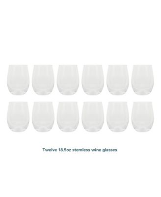 Bellini Glass 12 Piece All Purpose Stemless Red, White, Water, Beverage Glasses/Tumbler - Set of 12