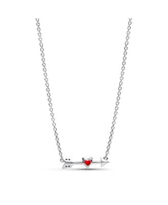 Sterling Silver Arrow and Murano Glass Heart Necklace