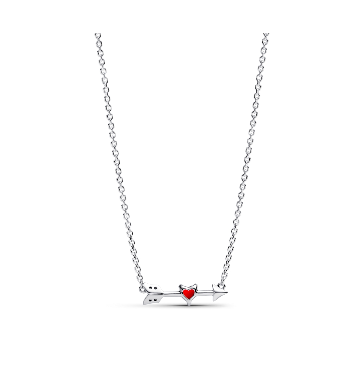 Pandora Sterling Silver Arrow And Murano Glass Heart Necklace In Sterling Silver