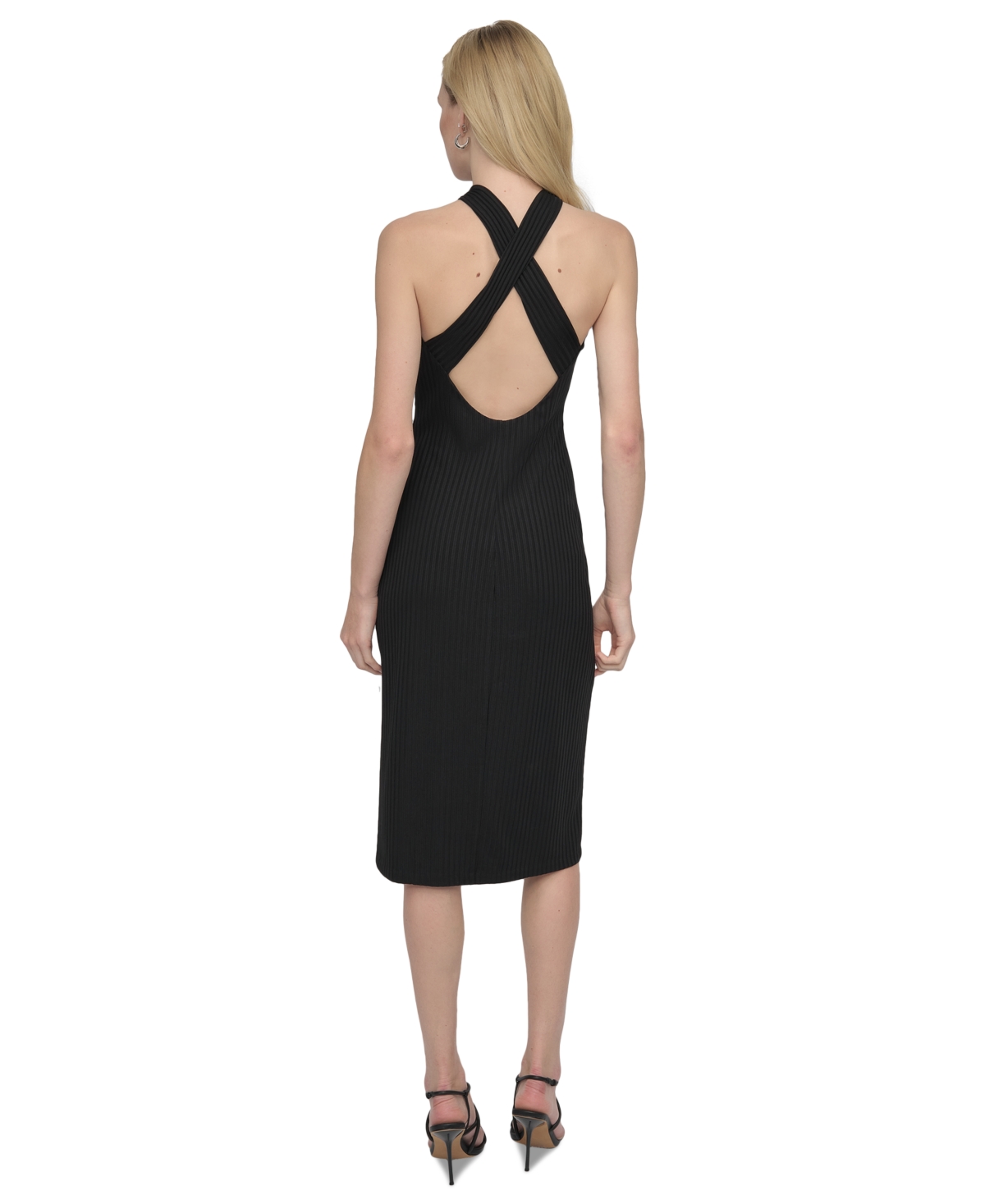 DKNY WOMEN'S RIBBED SLEEVELESS SHEATH DRESS 