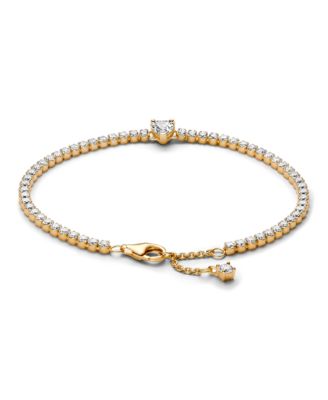 14K Gold Plated Sparkling Heart Tennis Bracelet