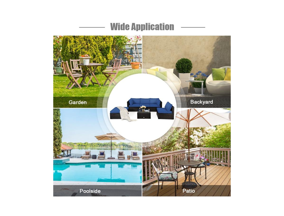 6-Piece Outdoor Patio Sectional Sofa Set with Coffee Table Comfortable and Stylish Seating for Your Garden or Patio