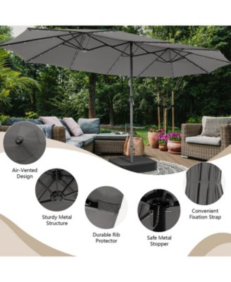 15Ft Patio Double-Sided Solar LED Market Umbrella Crank Base