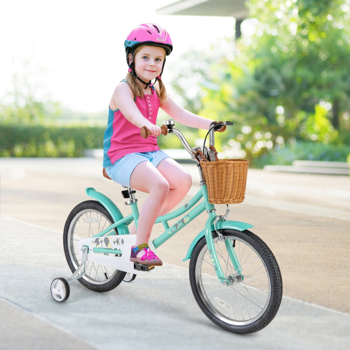 Kids Bike with Training Wheels and Dual Brake System Safe and Easy-to-Ride Bicycle for Young Riders