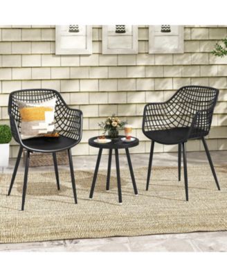 3-Piece Patio Chair Set with PP Seat and Tabletop Stylish and Durable Outdoor Furniture for Porch or Balcony