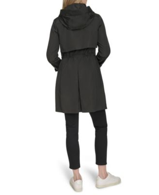 Women's 38” Zip Up Trench Coat W Set-In Hood