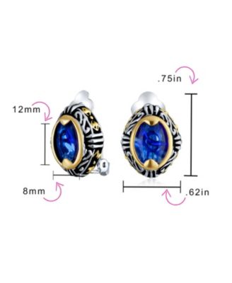 Fashion Crystal Oval Bali Style Clip-On Earrings Non-Pierced Ears Multiple Colors