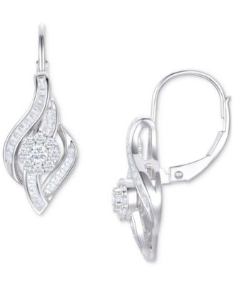 Macy's - Diamond Leverback Drop Earrings (1/2 ct. t.w.) in 10k White Gold