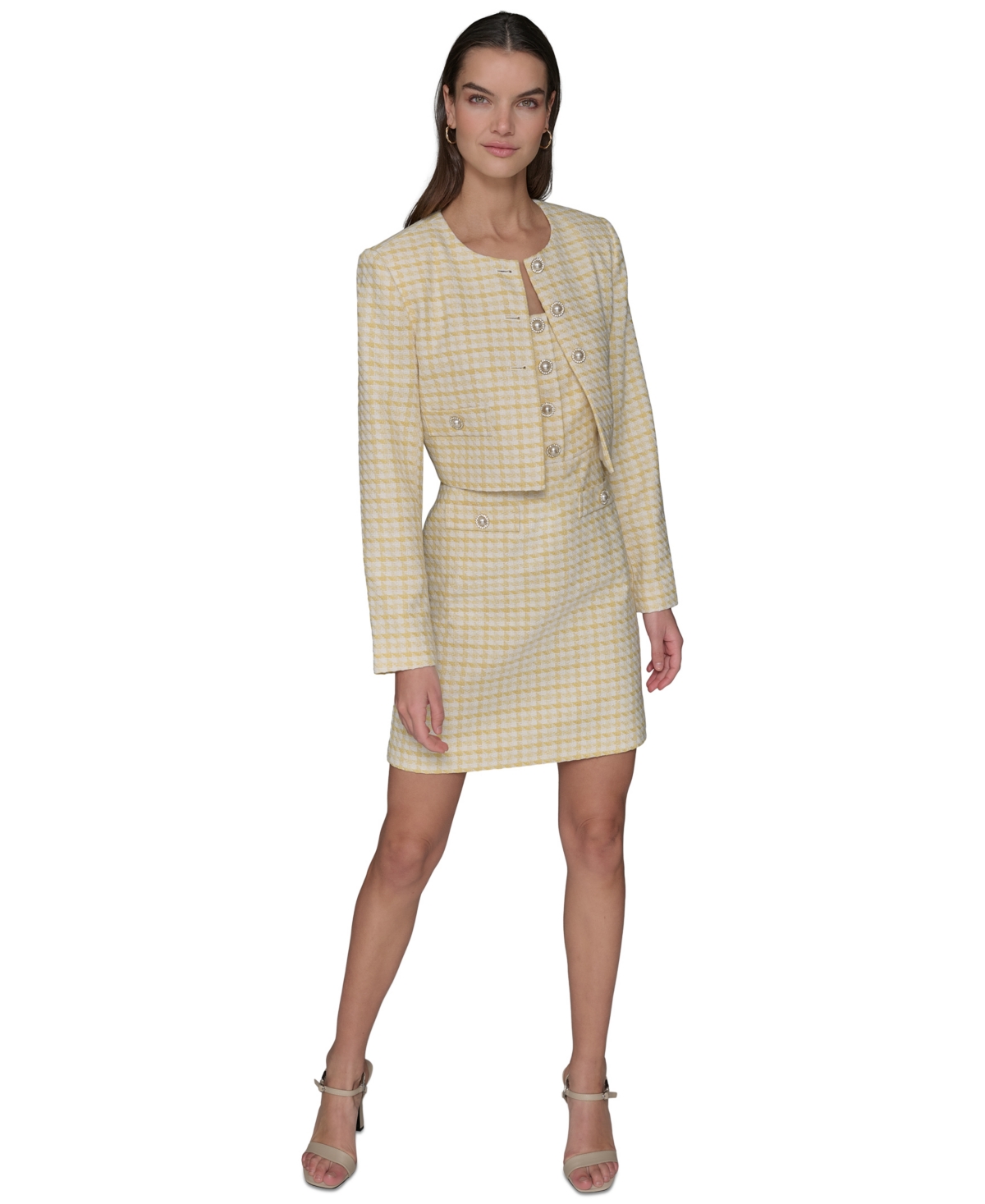 Karl Lagerfeld Boucle Tweed Cropped Jacket In Frsia Yw,s