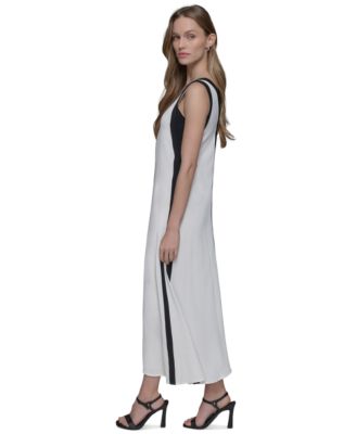 karl lagerfeld black and white dress PARIS Women's V-Neck Sleeveless Contrast Cotton Details 20260414_SITEWIDE The Vintage Shop Mesh Color:Black-White*