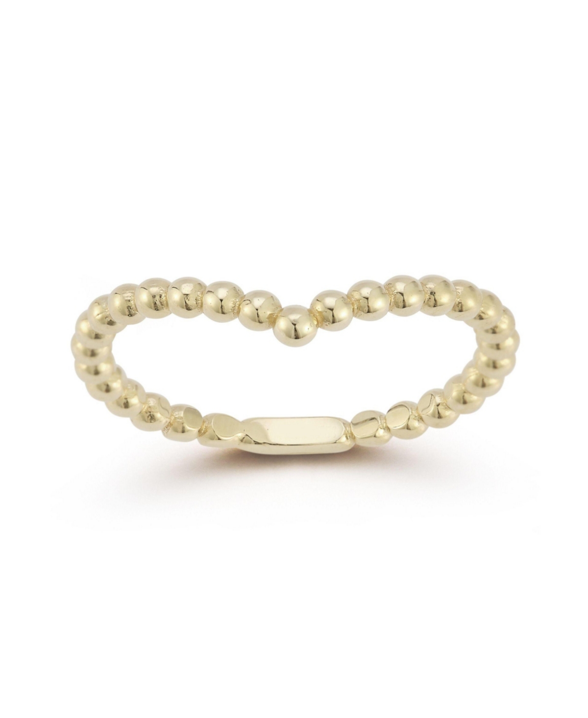 14K Gold Beaded V Ring - 14k gold
