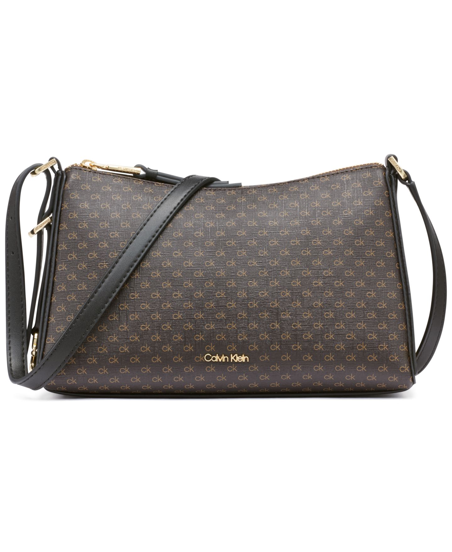 Женская сумка Calvin Klein Mandy Mini Signature Top Zipper Crossbody, цвет: Хаки / Чёрный — фото 1
