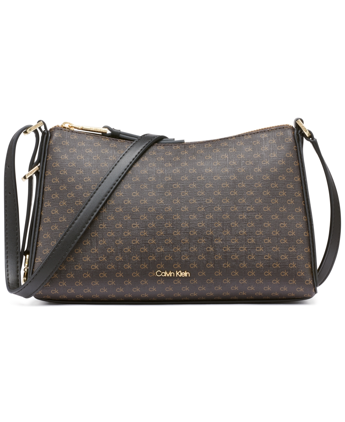 Mandy Mini Signature Top Zipper Crossbody - Brown Khaki, Black