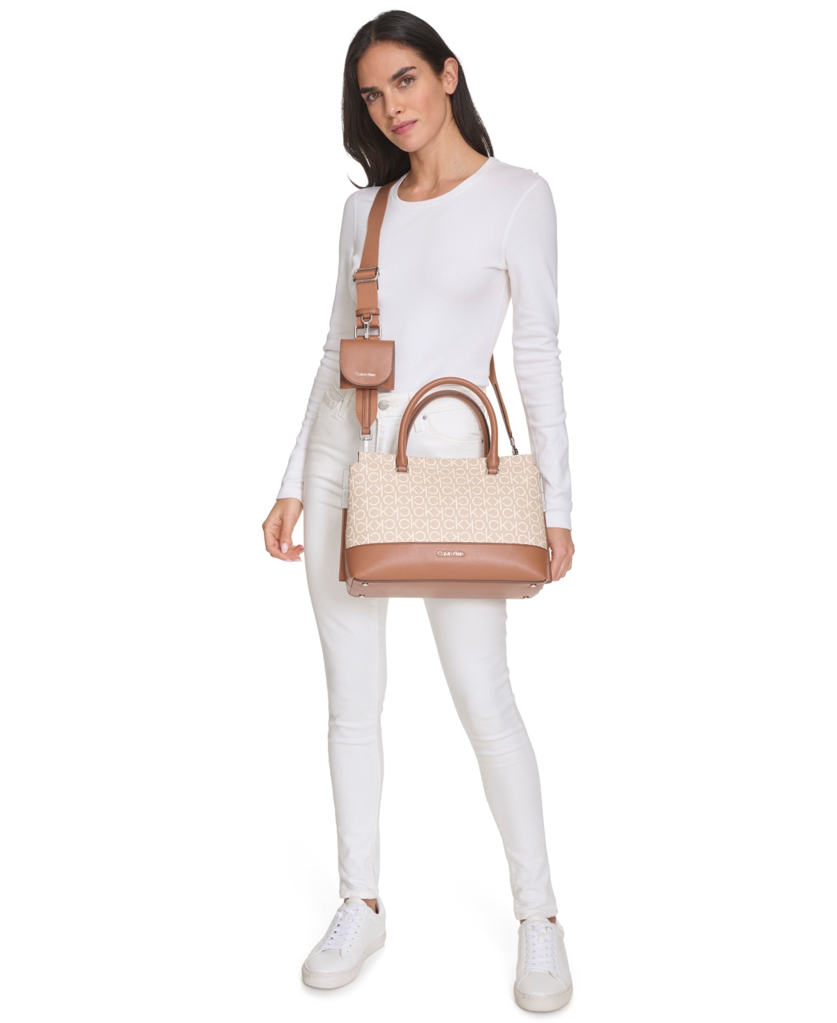 CALVIN KLEIN BIANCA SIGNATURE TRIPLE COMPARTMENT CONVERTIBLE SATCHEL 