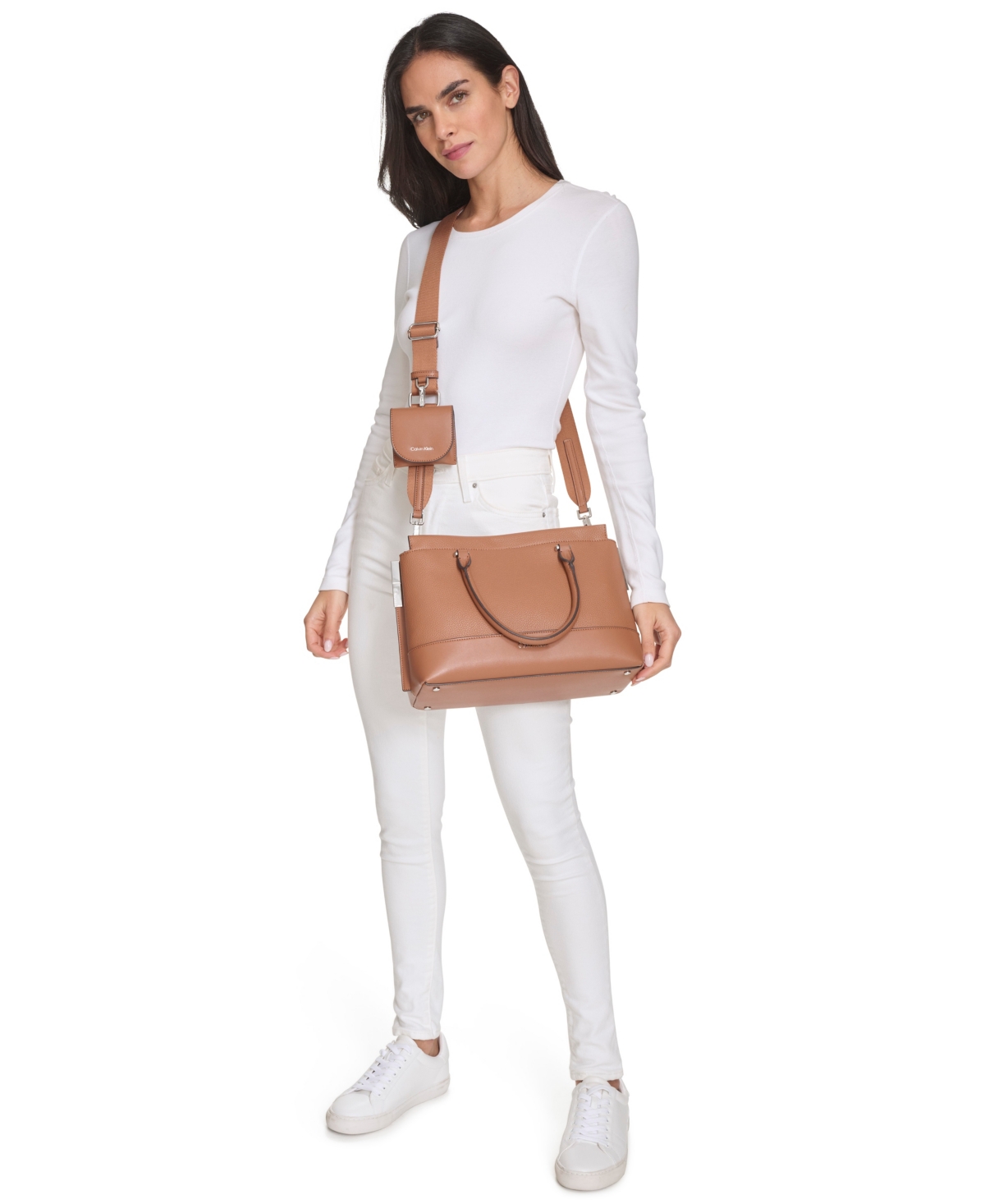 Calvin Klein Bianca Triple Compartment Convertible Satchel In Caramel