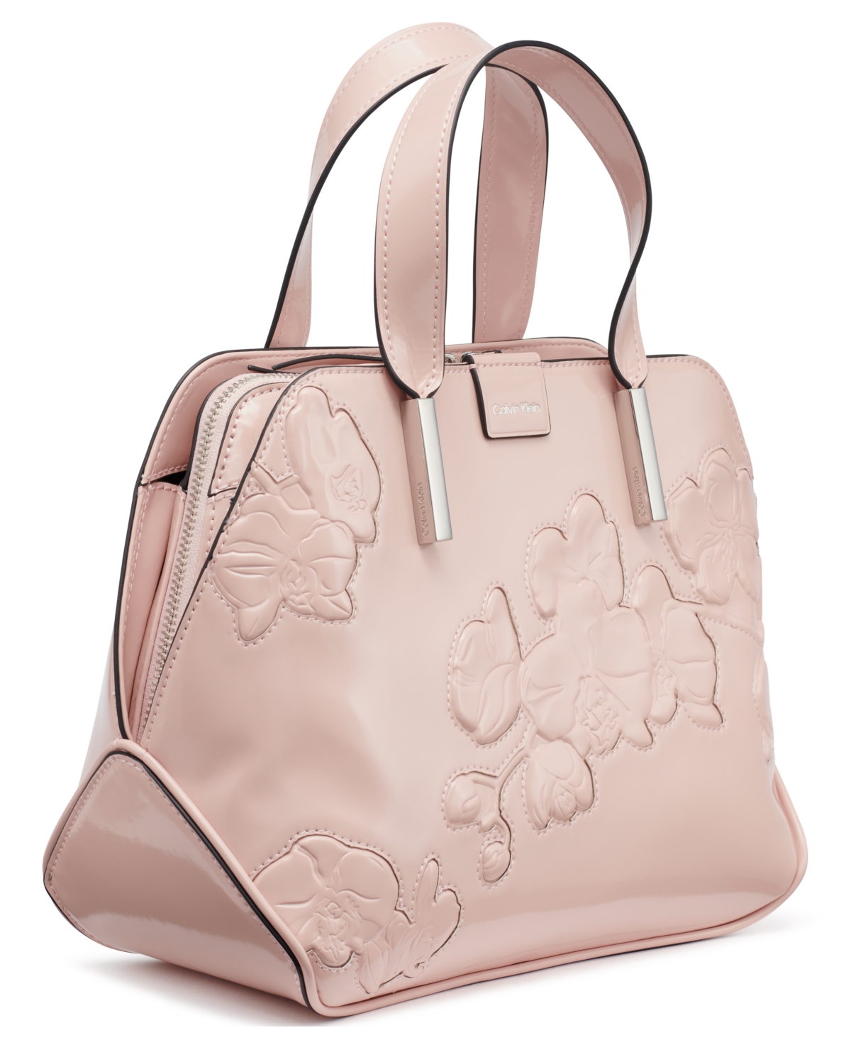 Calvin Klein Audrey Floral Emboss Satchel In Blossom
