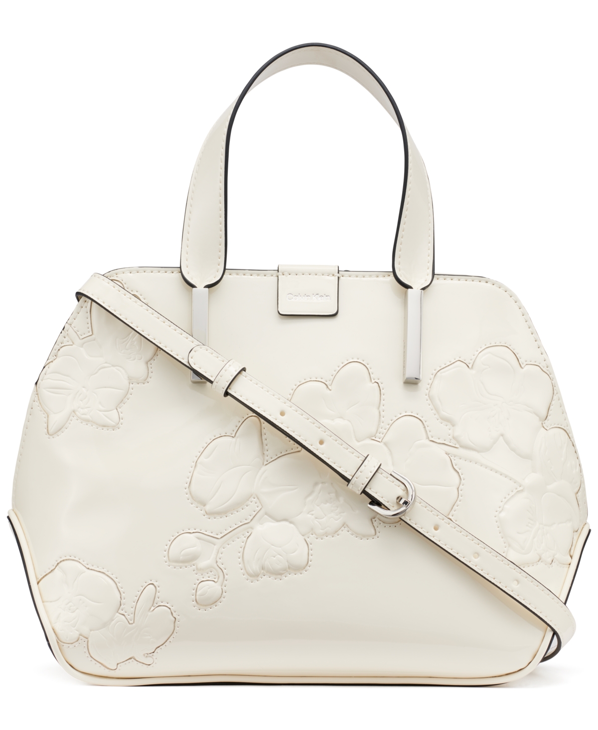 Calvin Klein Audrey Floral Emboss Crossbody In Cerb White
