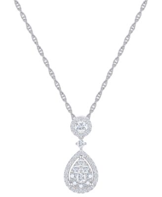 Macy's - Diamond Drop Pendant Necklace (1/2 ct. t.w.) in 14k White Gold