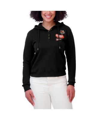 Women's Black Cincinnati Bengals Waffle-Knit Pullover Hoodie