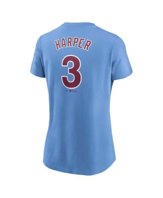 Women's Bryce Harper Light Blue Philadelphia Phillies Fuse Name Number T-Shirt
