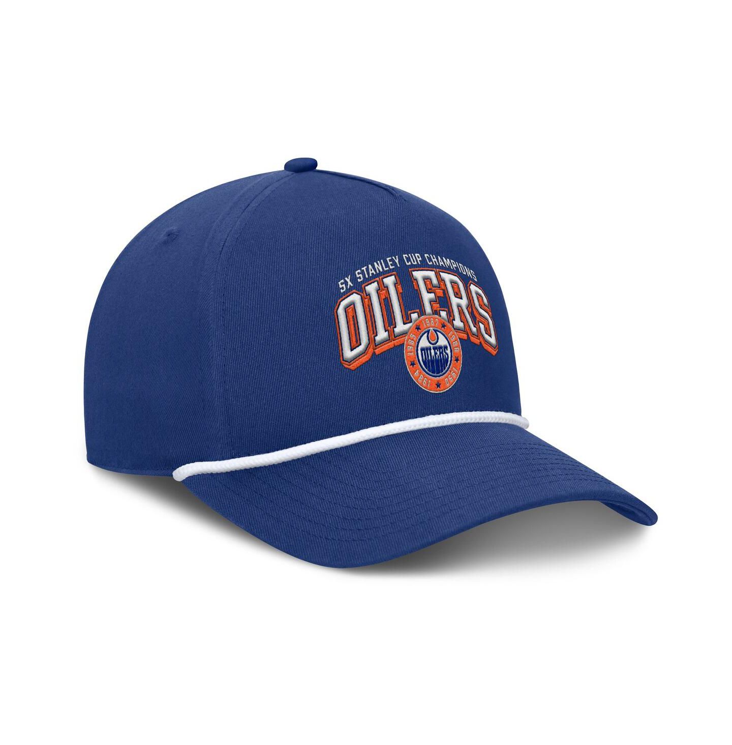 Мужская кепка Fanatics Blue Edmonton Oilers Decades Collection A-Frame Rope Adjustable Hat — фото 3