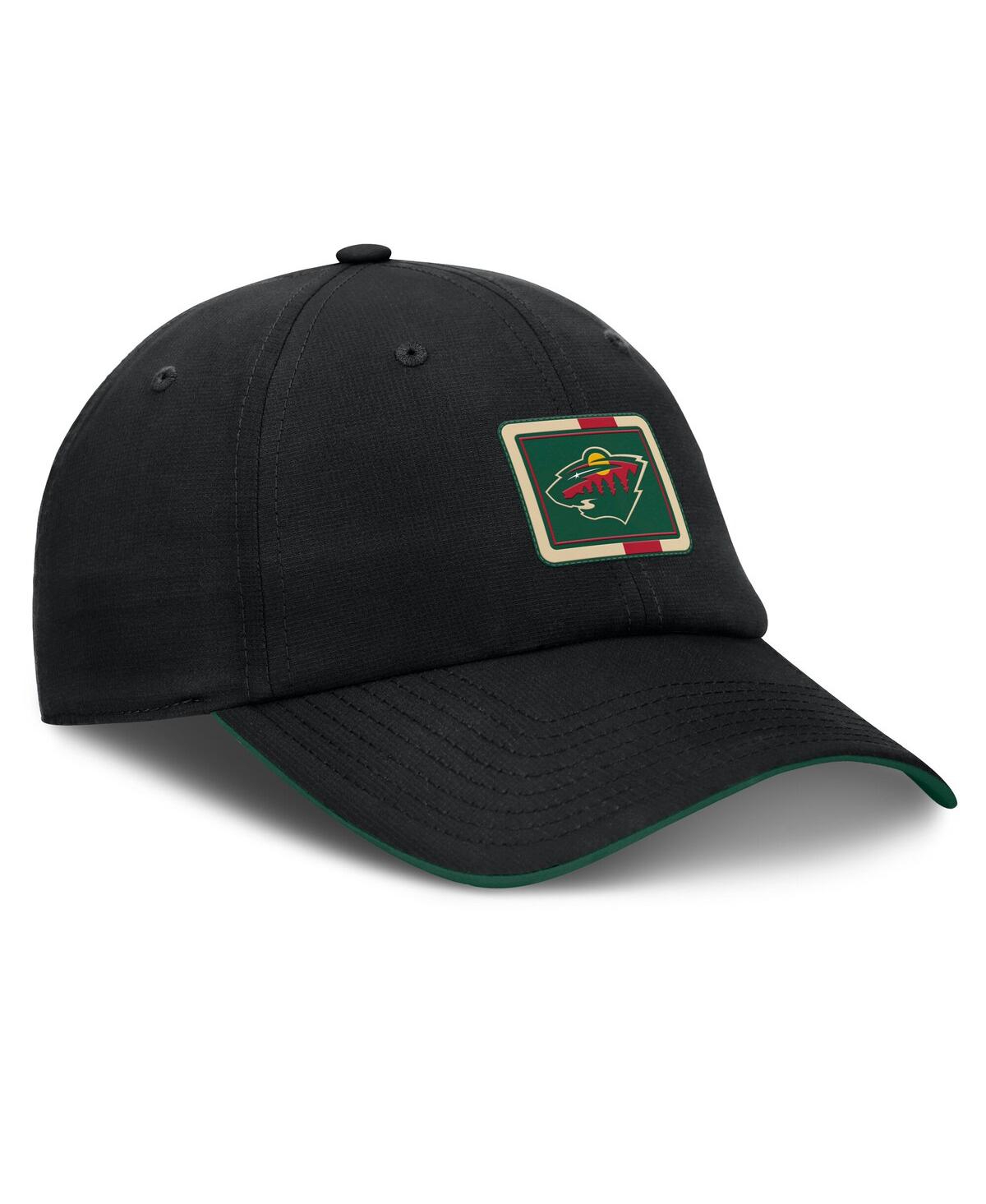 Fanatics Men's Black/green Minnesota Wild Authentic Pro Ripstop Adjustable Hat In Black,green