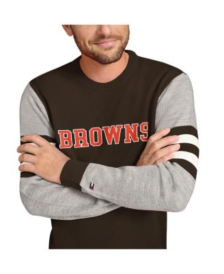 Men's Brown/Heather Gray Cleveland Browns Acrylic Crewneck Pullover Sweatshirt