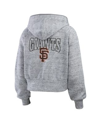 Women's Heather Gray San Francisco Giants Speckled Fleece Cropped Full-Zip Hoodie
