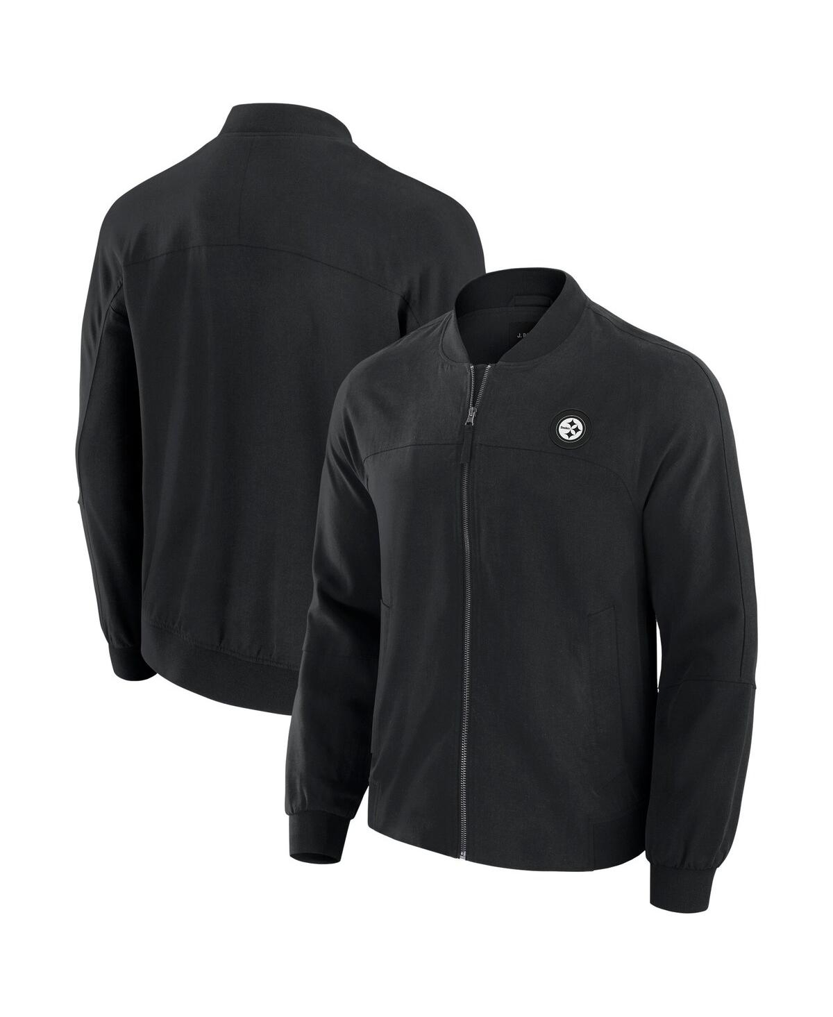 Men's Black Pittsburgh Steelers Lightweight Cover-4 Tri-Blend Full-Zip Jacket - Black