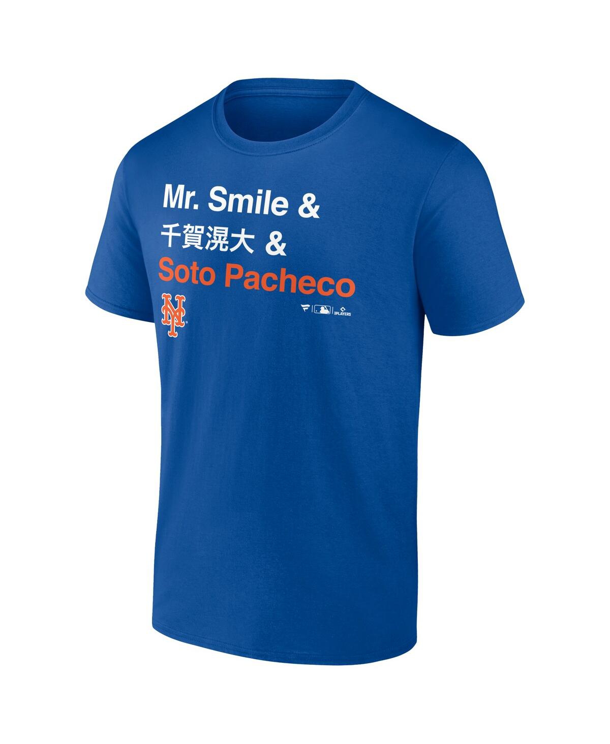 Fanatics Men's Juan Soto Royal New York Mets Mr. Smile And Soto Pacheco T-shirt In Royal