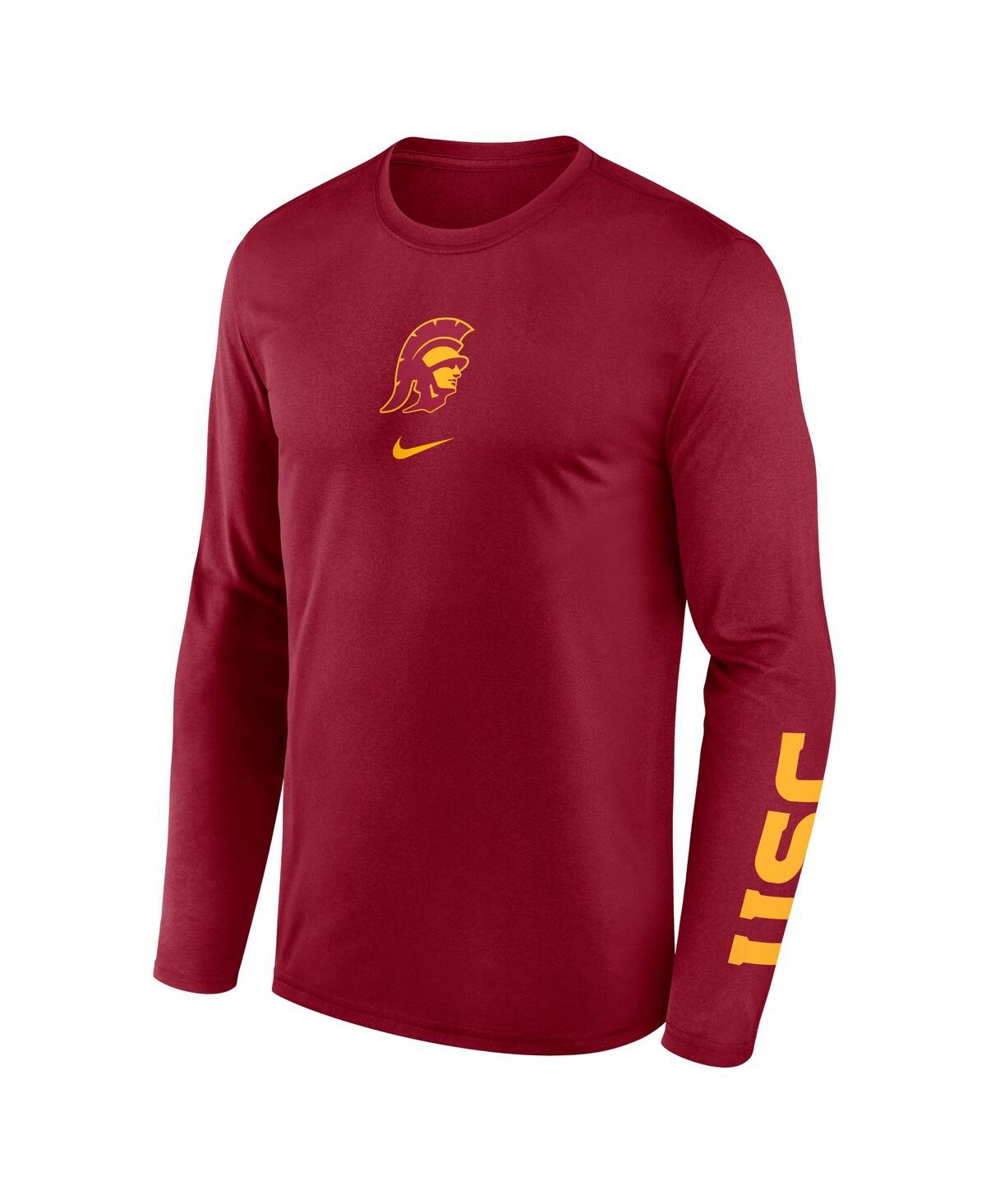 Nike Men's Cardinal Usc Trojans Primetime Center Lockup Two-hit Legend Long Sleeve T-shirt In Brown
