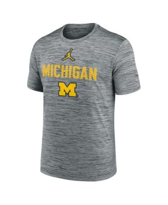 Men's Heather Gray Michigan Wolverines Campus Slant Velocity Performance T-Shirt