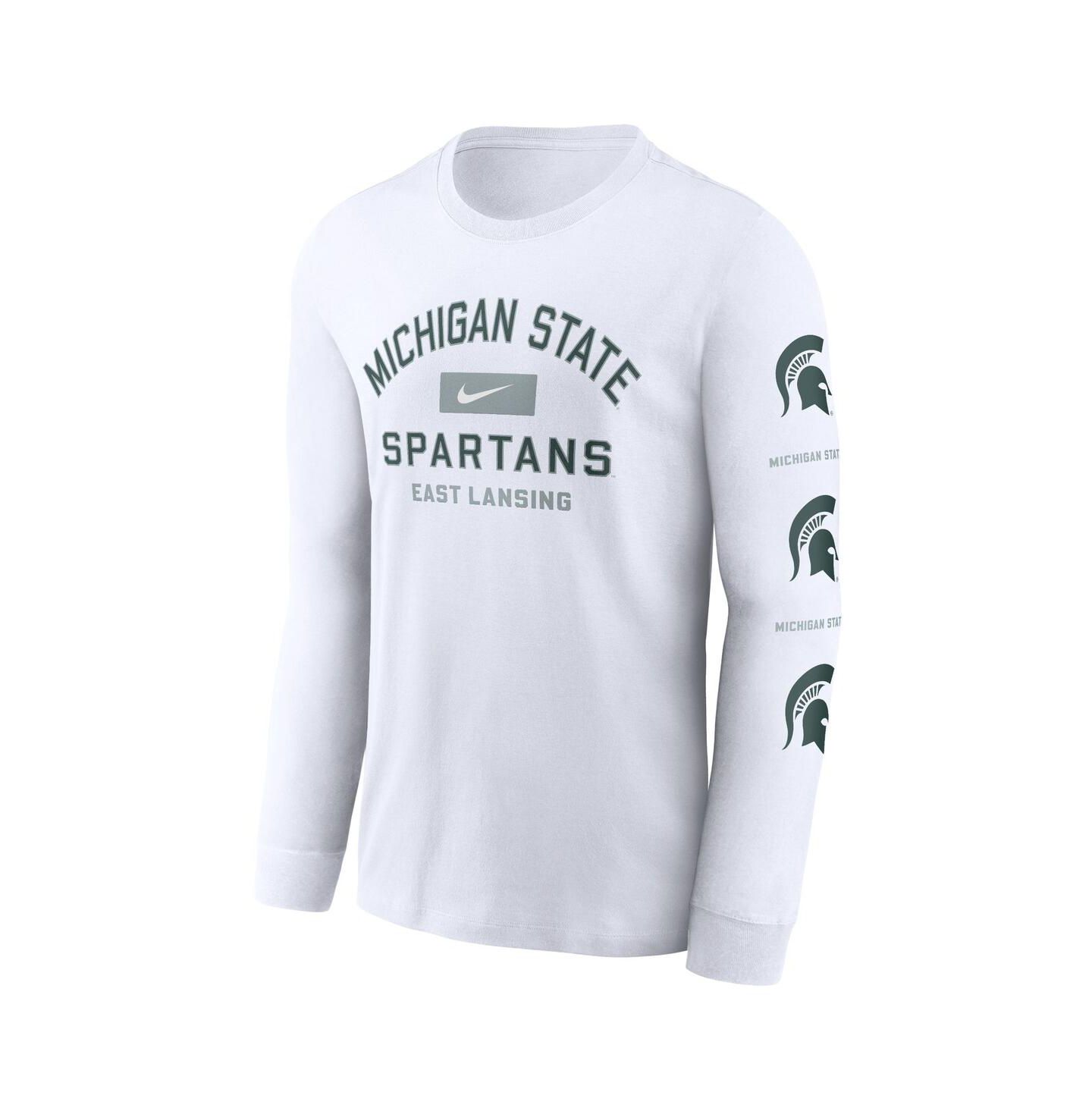 Мужская футболка Nike White Michigan State Spartans Primetime Classic Location Long Sleeve — фото 2