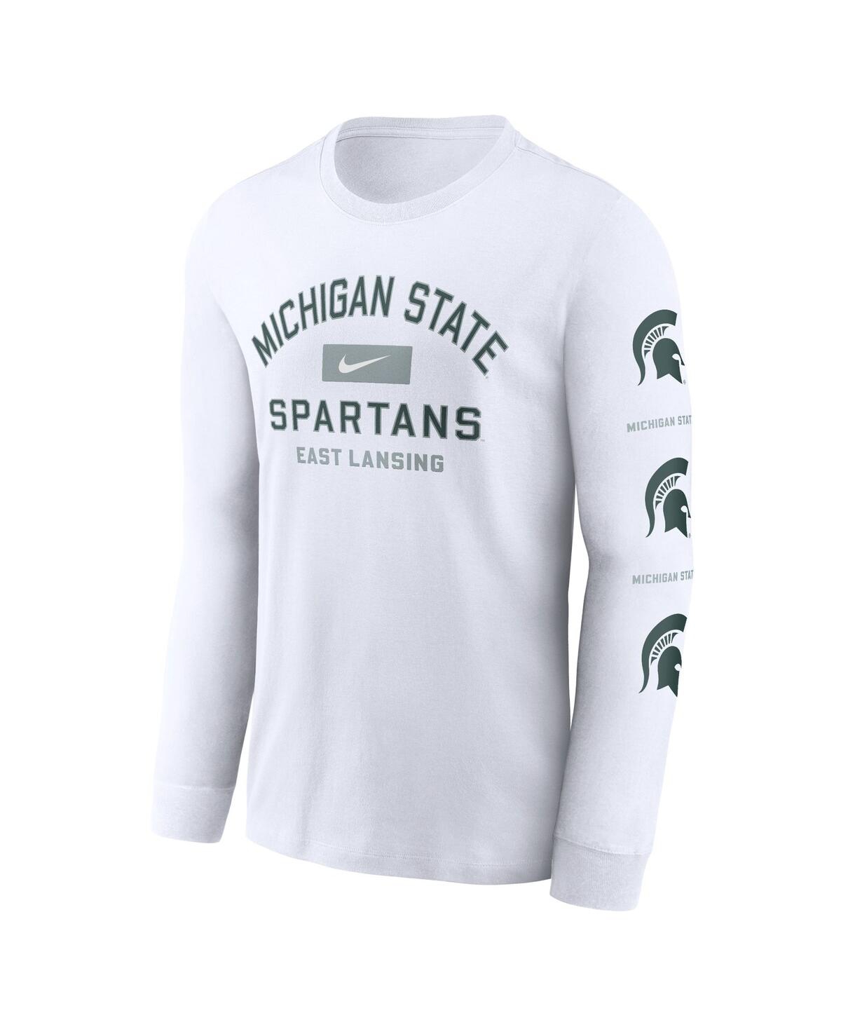 Nike Men's White Michigan State Spartans Primetime Classic Location Long Sleeve T-shirt In White
