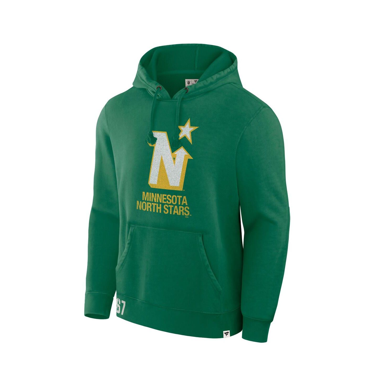 Мужское худи Fanatics Kelly Green Minnesota North Stars Decades Collection Tradition Fleece Pullover — фото 3