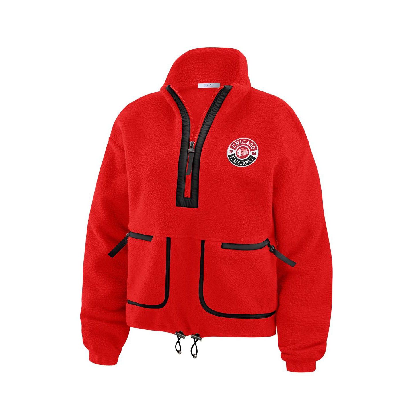 Женская куртка WEAR by Erin Andrews Red Chicago Blackhawks Polar Fleece Half-Zip — фото 5