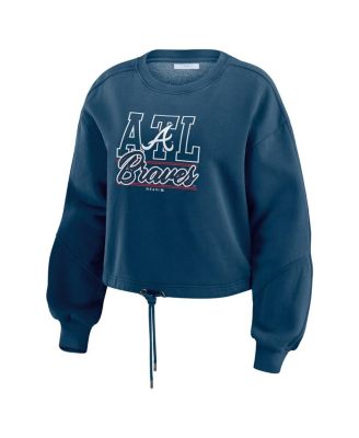 Women's Navy Atlanta Braves Washed Fleece Sweatshirt Shorts Lounge Set