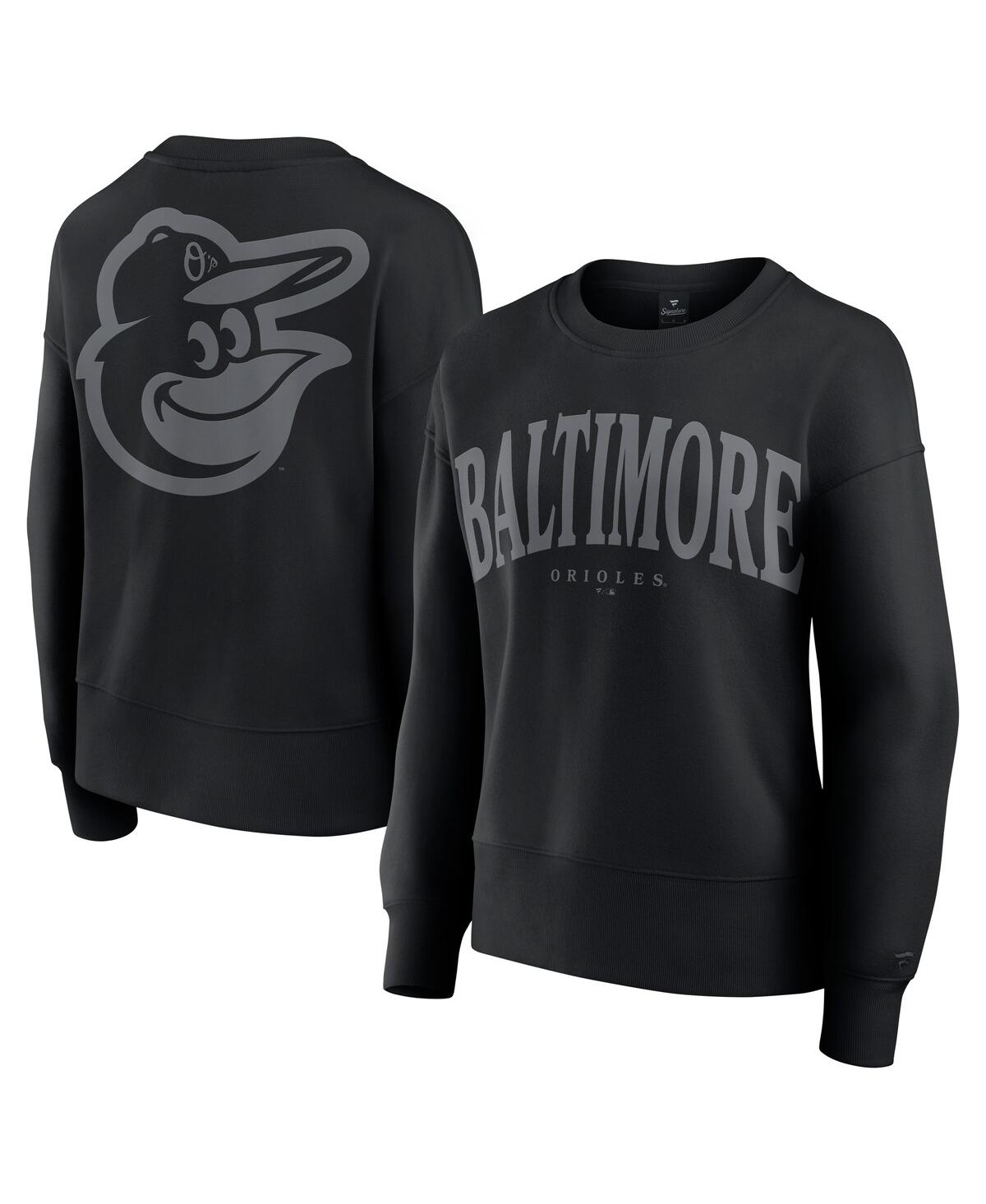 FANATICS WOMEN'S BLACK BALTIMORE ORIOLES ELEMENTS FLOW PULLOVER SWEATSHIRT 
