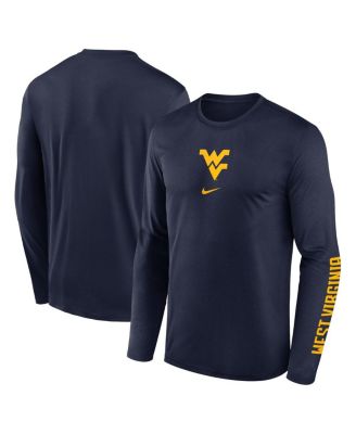 Nike - Men's Navy West Virginia Mountaineers Primetime Center Lockup Two-Hit Legend Long Sleeve T-Shirt