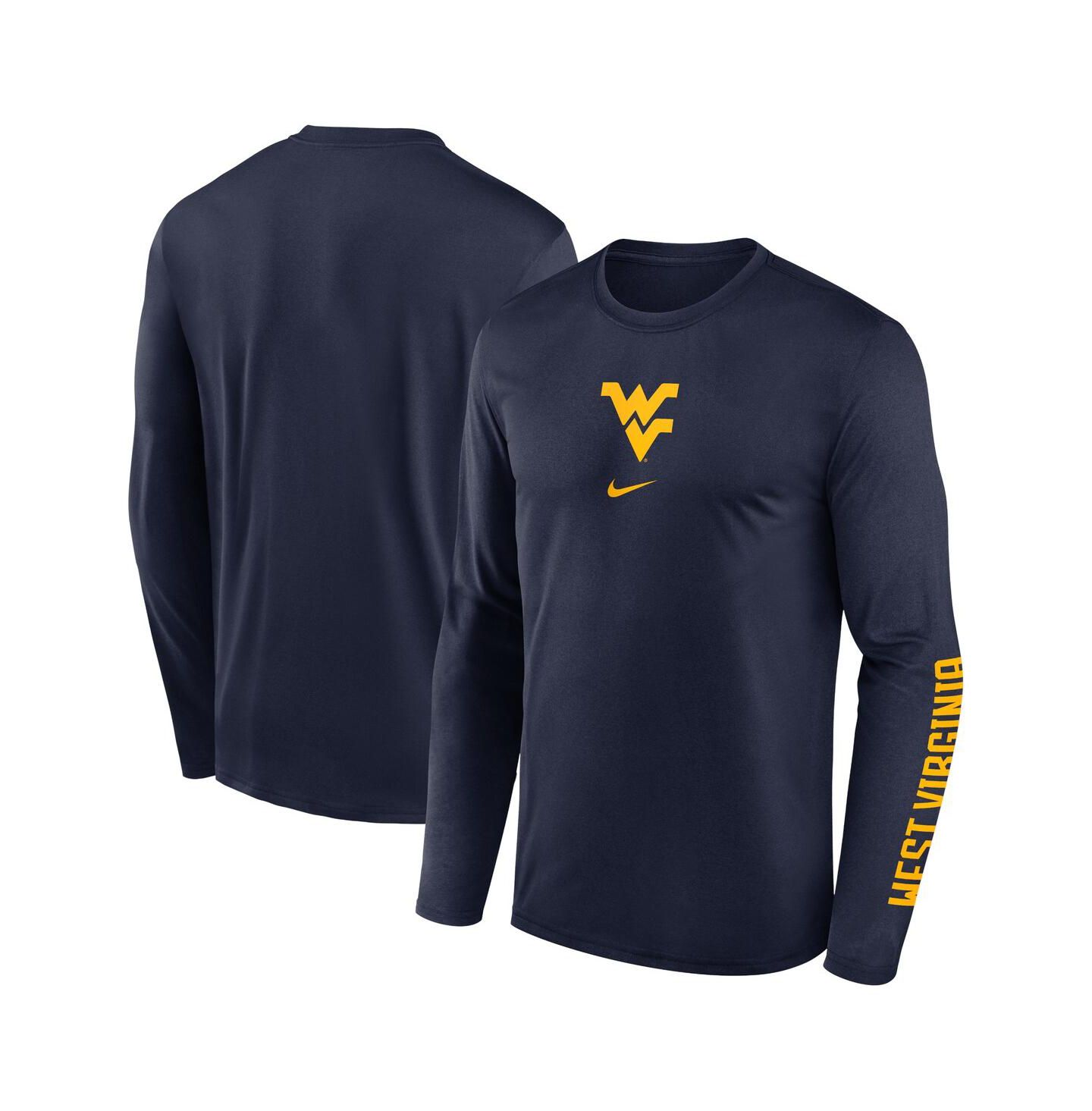 Мужская футболка Nike Navy West Virginia Mountaineers Primetime Center Lockup Two-Hit Legend Long Sleeve — фото 1