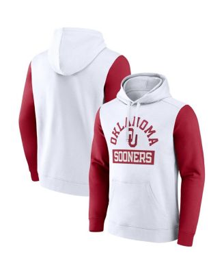 Fanatics - Men's White Oklahoma Sooners Extra Point Colorblock Fleece Pullover Hoodie