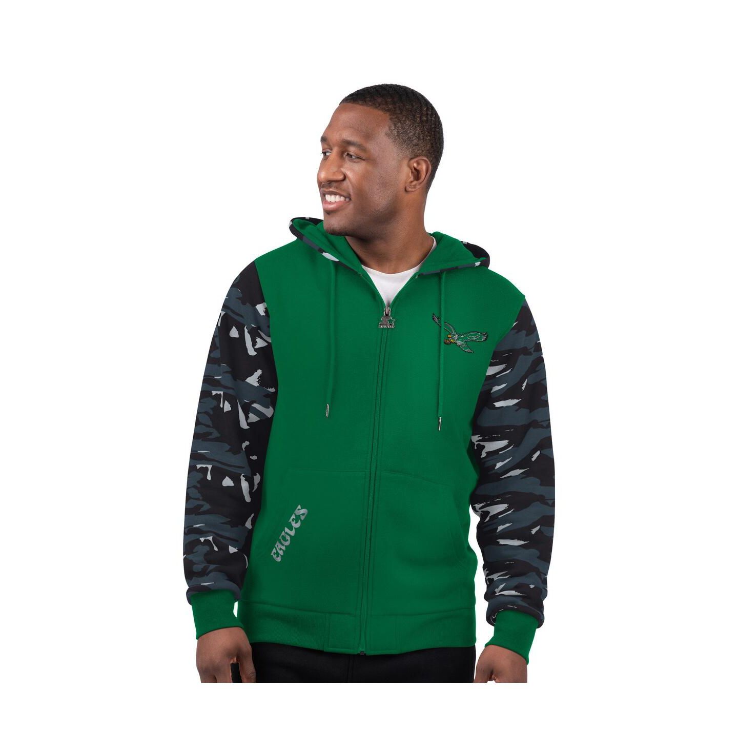 Мужское худи Starter Kelly Green Philadelphia Eagles Thursday Night Gridiron Vintage Logo Full-Zip — фото 1
