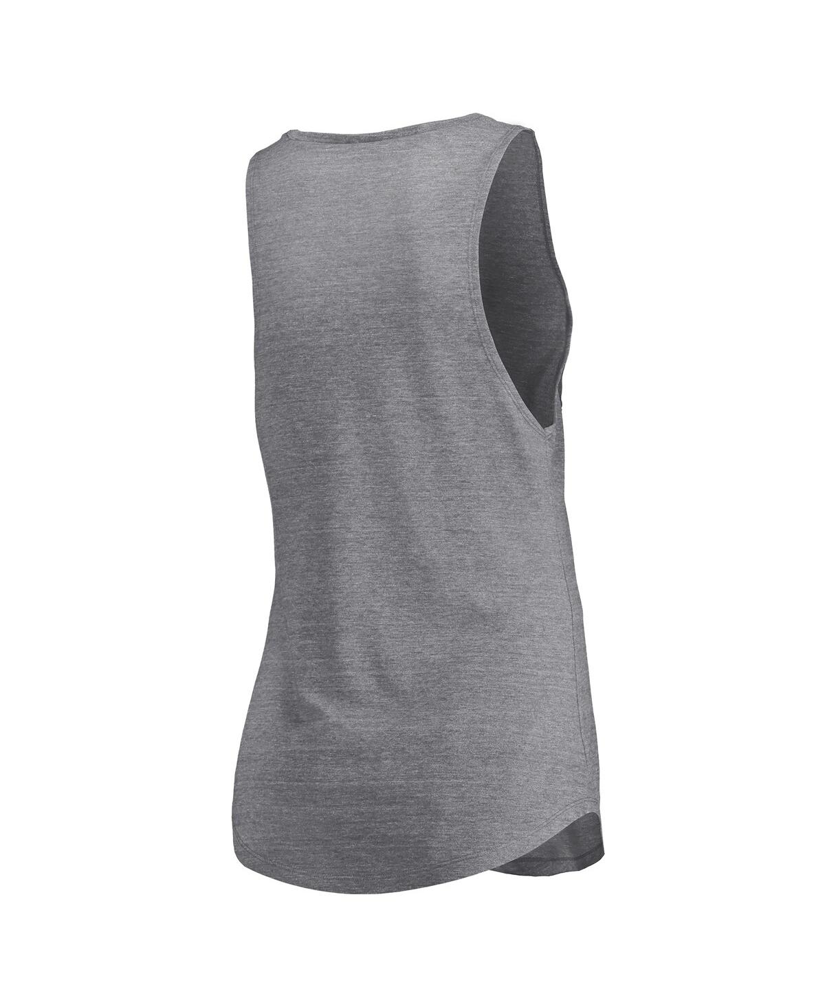 Fanatics Women's Heathered Gray Miami Heat Quality Time Open Scoop Neck Tri-blend Tank Top In Heathered Gray