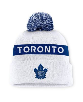Fanatics - Women's White/Blue Toronto Maple Leafs Authentic Pro Rink Cuffed Knit Hat with Pom