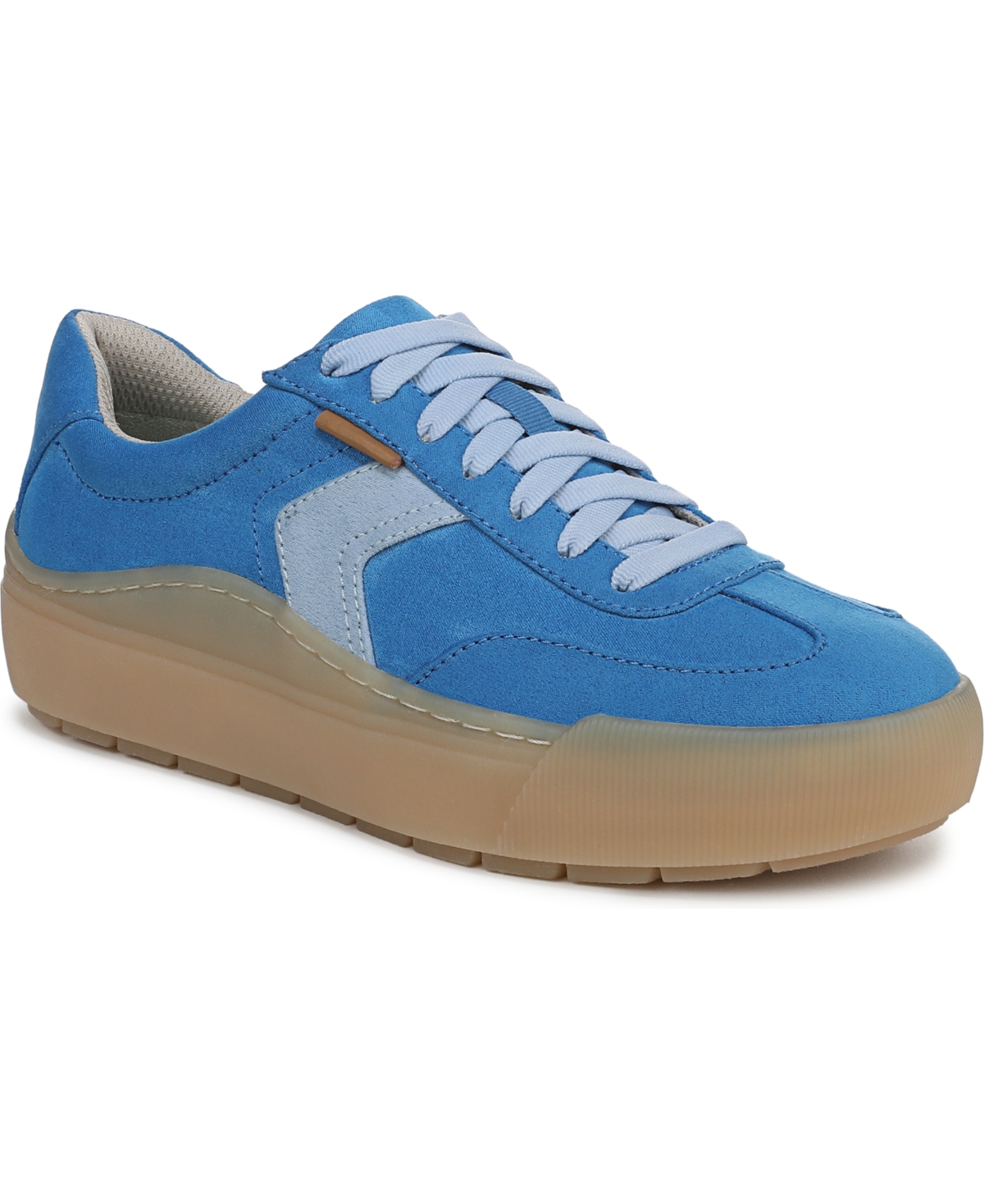 Shop Dr. Scholl's Women's Time Off Win Lace Up Platform Sneakers In Beatboxing Blueberry Microfiber