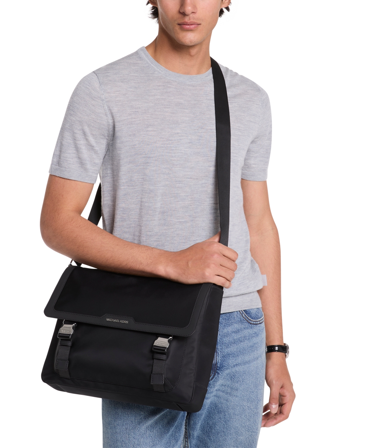 Michael Kors Men's Malone Logo Cargo Messenger Bag In Black