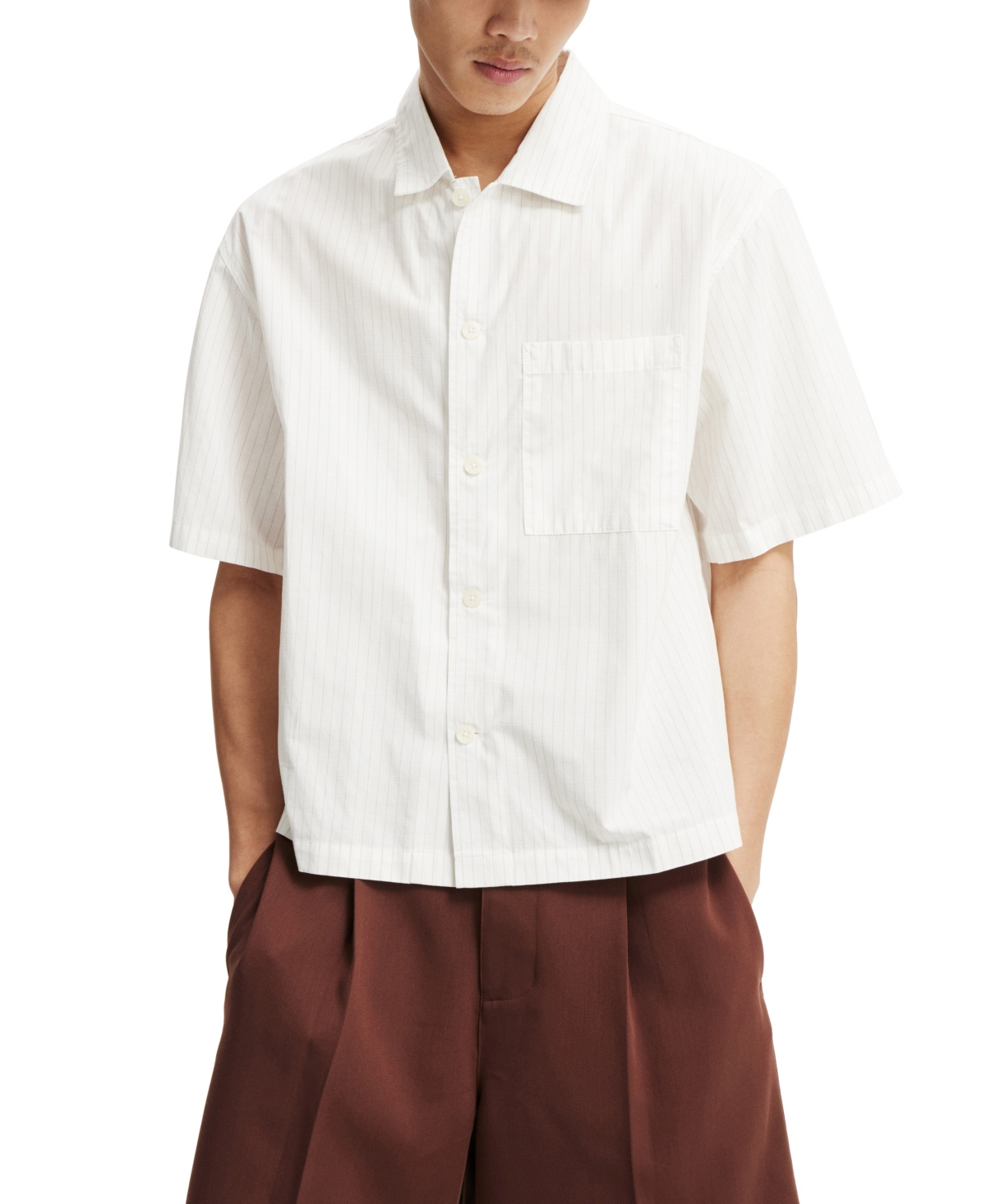 Shop Cotton On Men's Ventura Short Sleeve Shirt In Off White Stripe