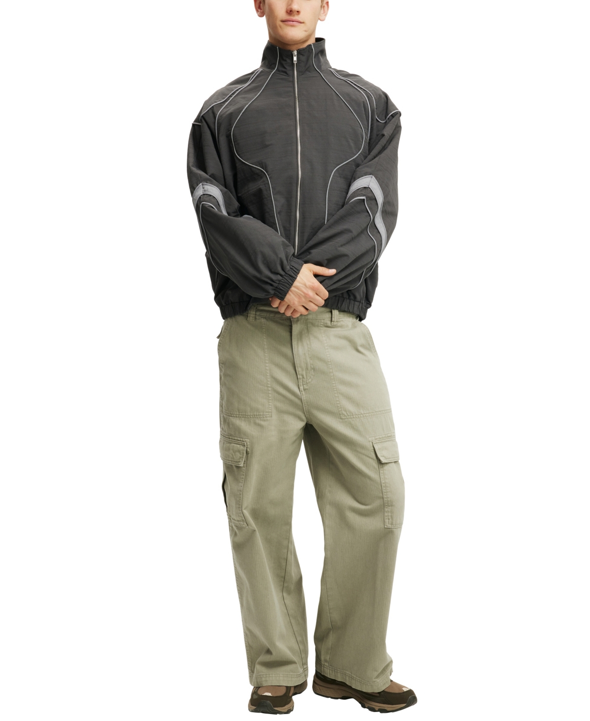 COTTON ON MEN'S PANELED RACER JACKET 