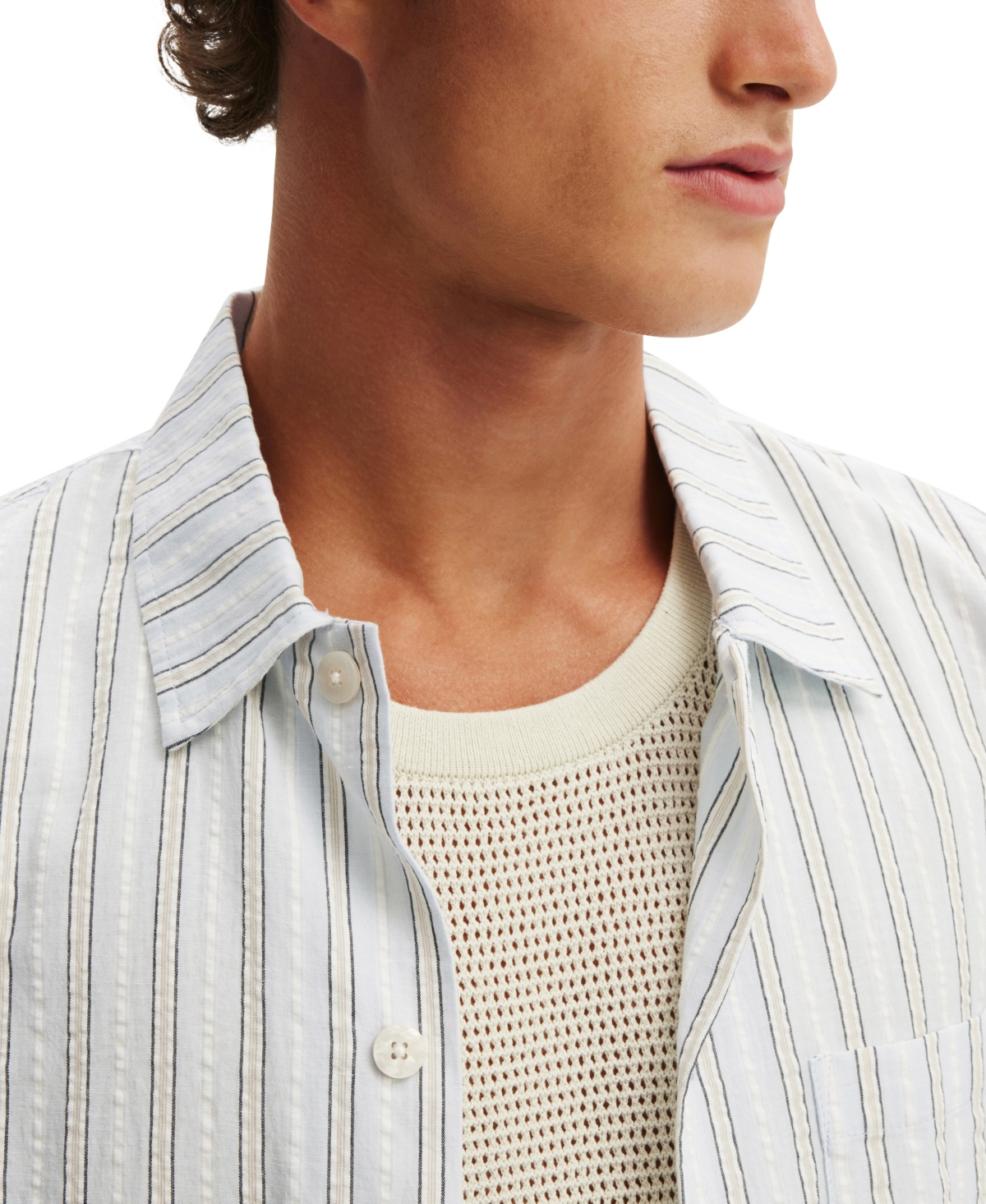 Shop Cotton On Men's Ventura Short Sleeve Shirt In Blue Seersucker Stripe